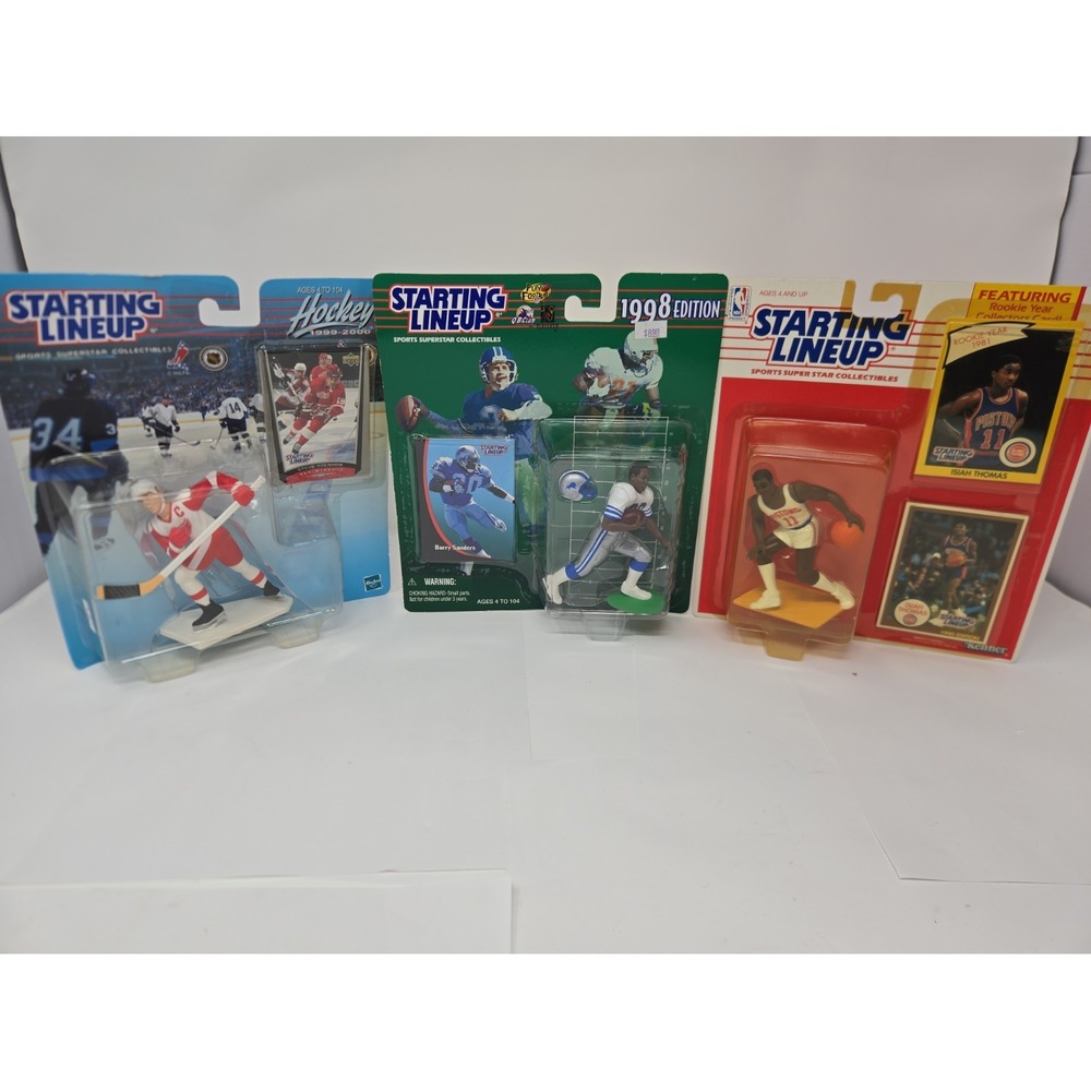 Starting Lineup Lot Detroit Pistons Lions Red Wings Barry Sanders Isiah Thomas